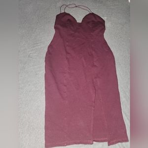 Plum midi dress with thigh slit